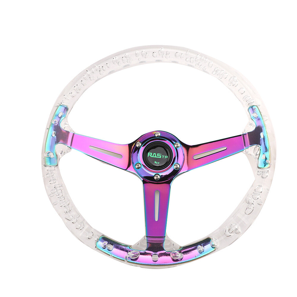 Racing Sports Steering Wheel Neo Chrome Transparent Colorless Acrylic 340mm/13¡±