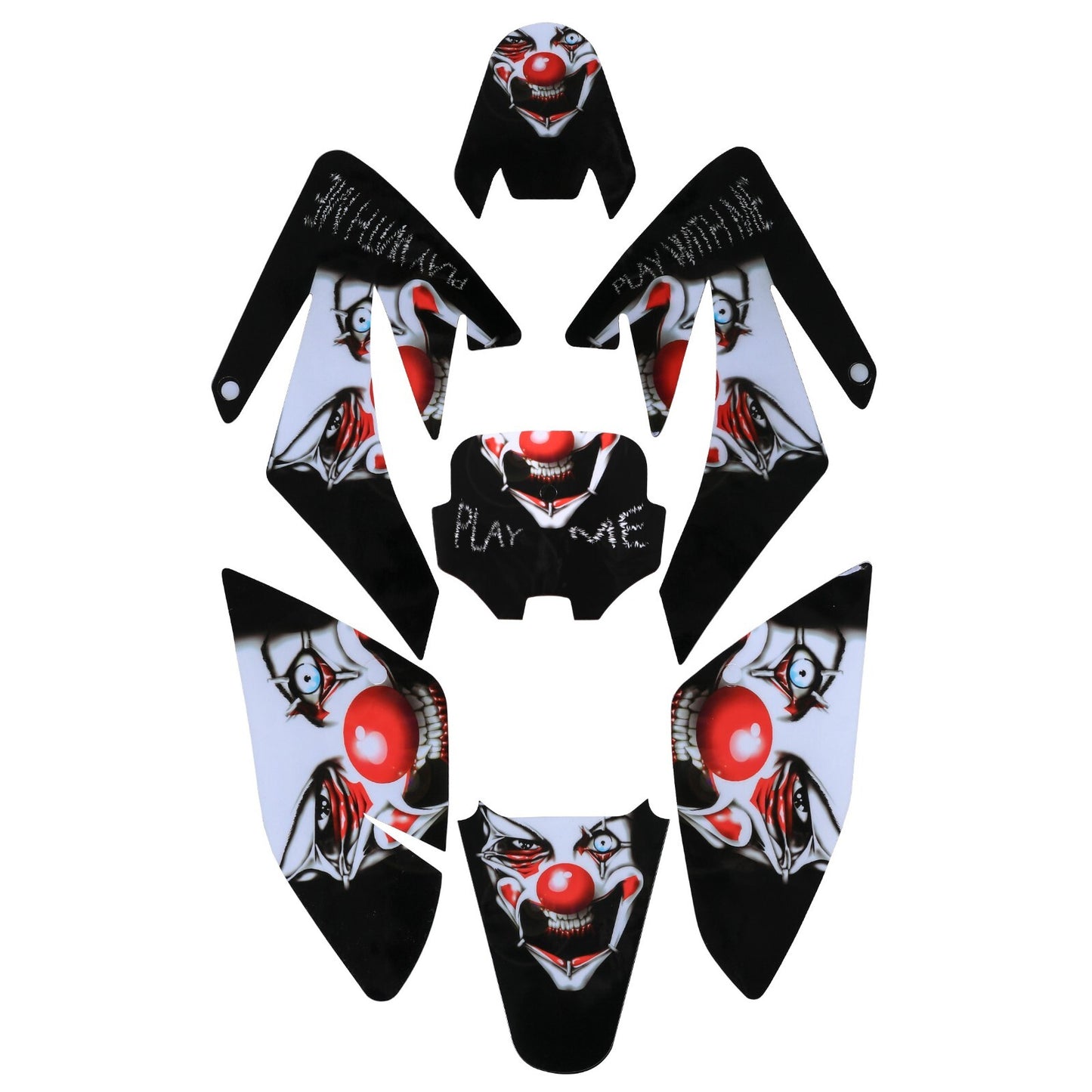Decal graphics + plastic mudguards for Honda CRF70 motorcycles