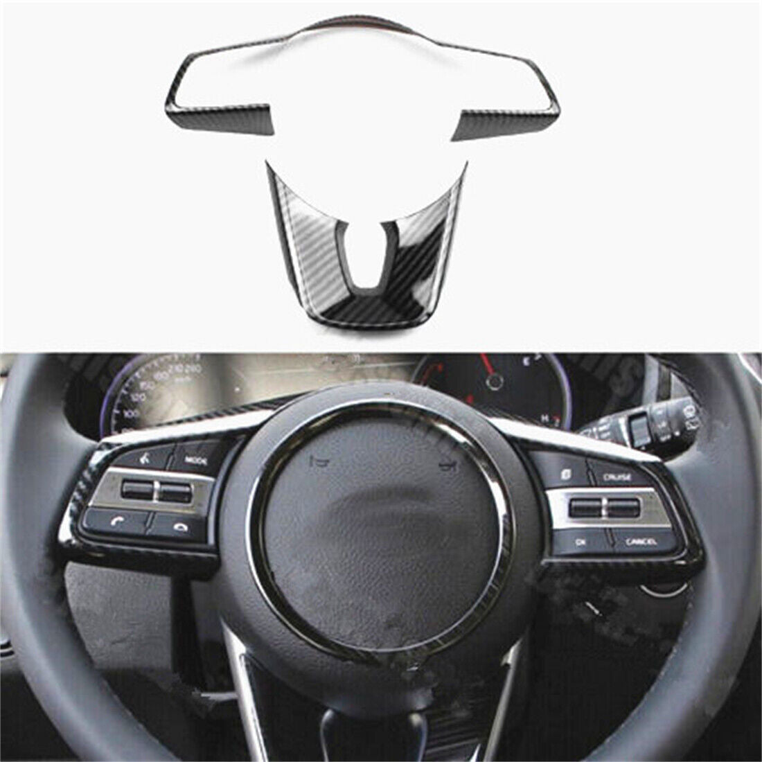 Carbon Fiber ABS Steering Wheel button Frame cover Trim for Kia Seltos 2020-2023