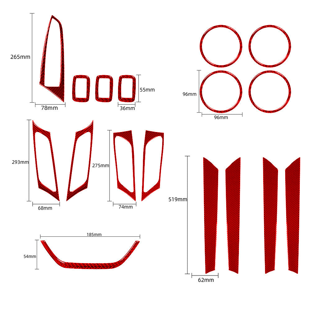 17X Red Carbon Fiber Set Of Door Cover Trim for BMW X3 F25 X4 F26 2011-17 Type B