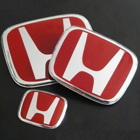 Red H badge, front and rear turning badges, 3 pieces, suitable for 2016-21 for CIVIC HATCHBACK.