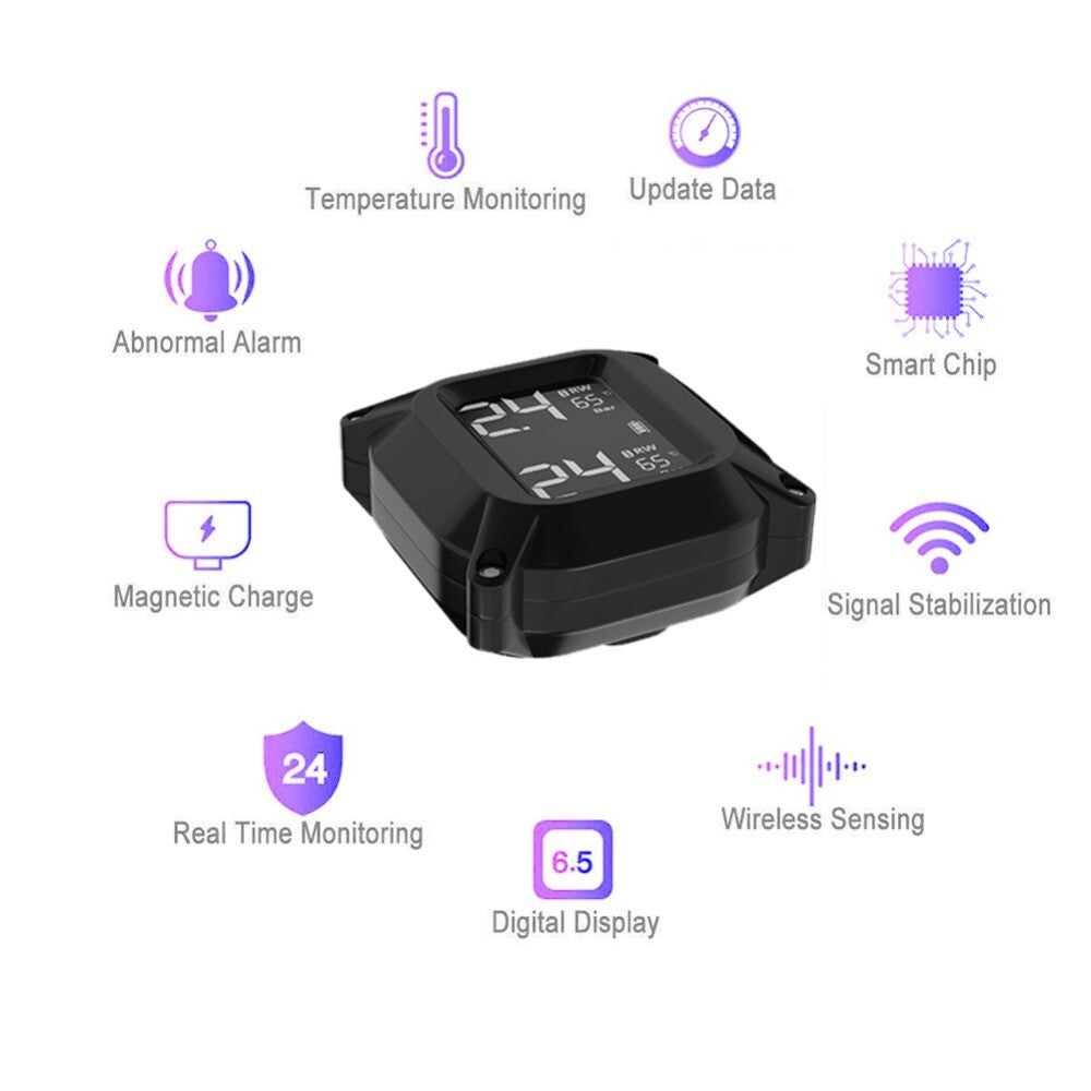 Motorcycle Tire Pressure Monitoring System TPMS w/ 2 Wireless External Sensors