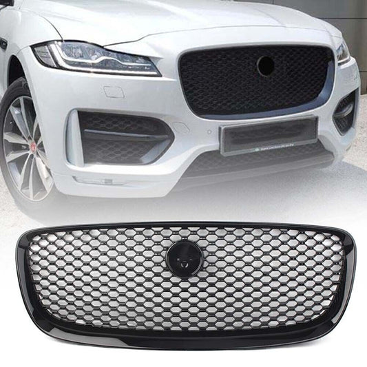 Front Upper Vent Grille Gloss Black Mesh Radiator Fit for Jaguar F-PACE 2016-2020 19