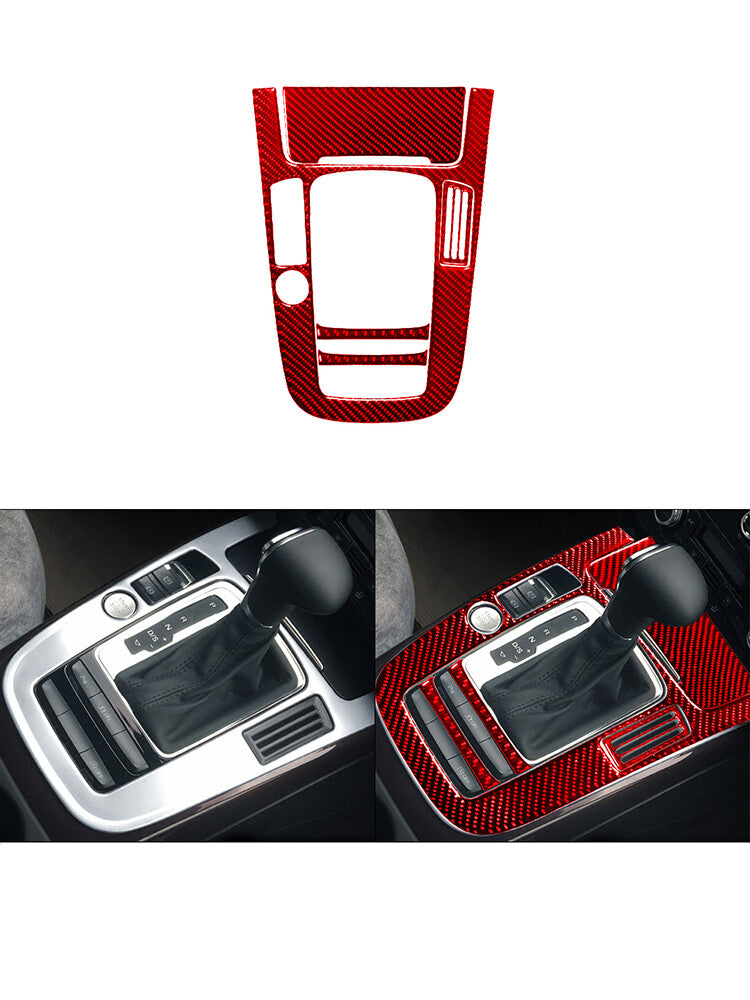 Red 5Pcs Gear Shift Frame Trim Cover Decor Carbon Fiber for Audi Q5 2009-2017