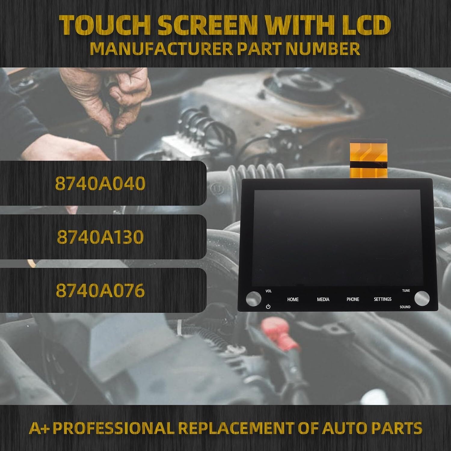 8 LCD MONITOR TOUCH-SCREEN 2 KNOBS 8740a076 040 for Mitsubishi Outlander 20-22