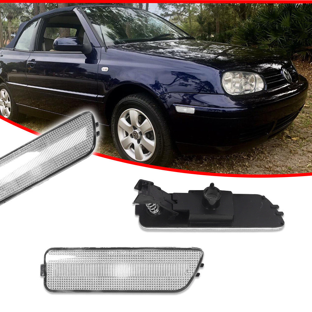 2-Piece Clear Front Corner Side Marker Lights for Volkswagen MK4, for Golf R32, GTI, for Jetta Cabrio