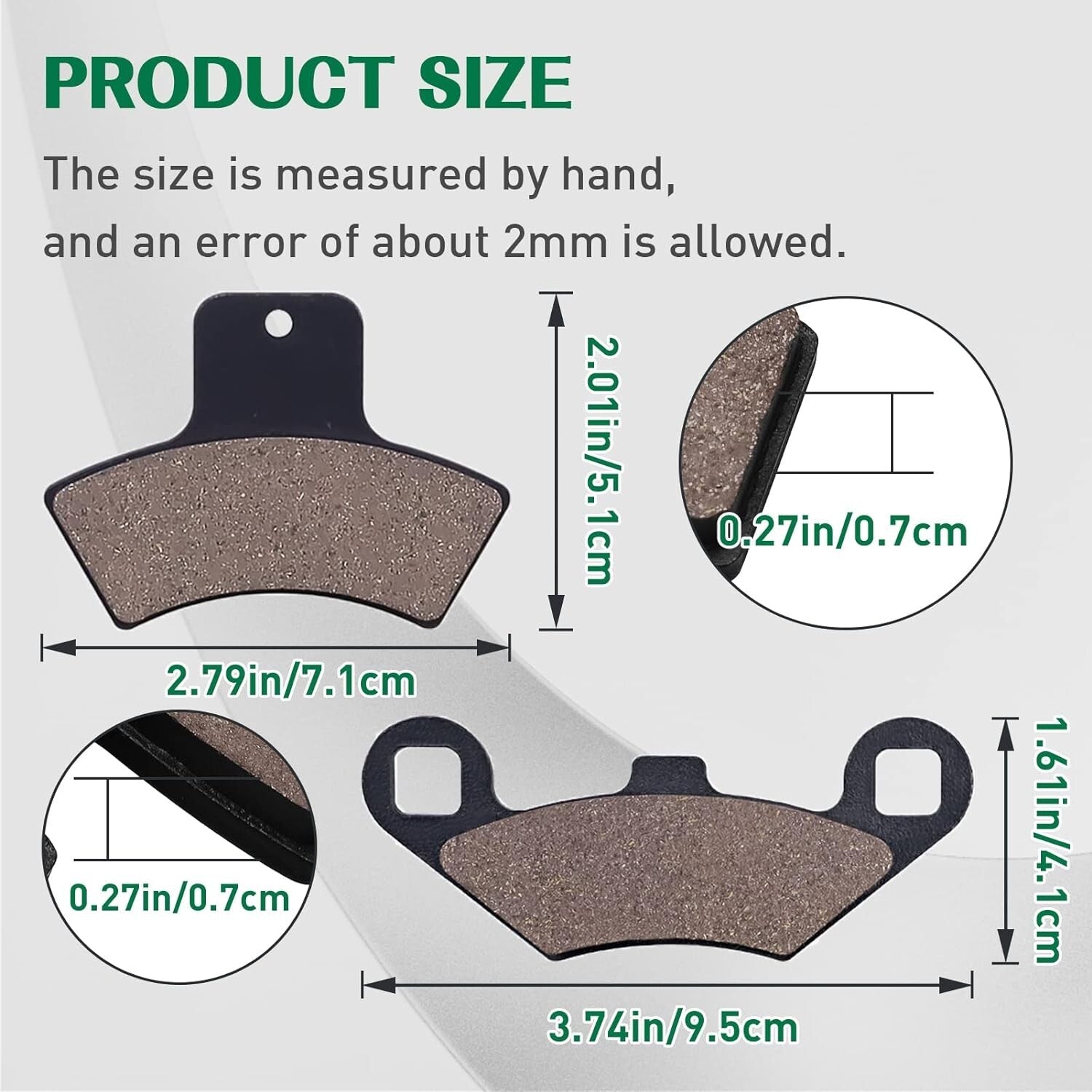 Front and Rear Brake Pads for Polaris Sportsman 500 400 335 Scrambler 400 500
