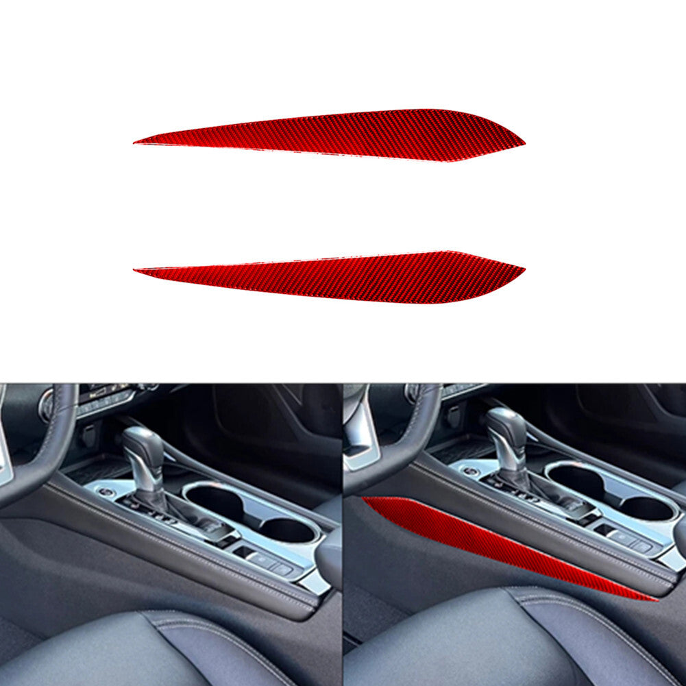 Red Carbon Fiber Central Console Side Strips Trim for Nissan Altima 2019-2022