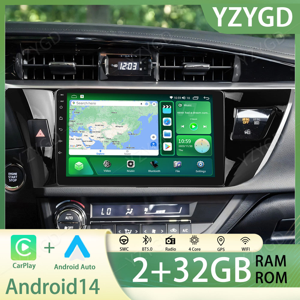 for Toyota for Corolla 2014-2016 Apple CarPlay Android 14 GPS Navi Car Stereo Radio