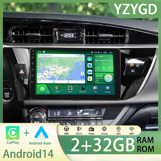 for Toyota for Corolla 2014-2016 Apple CarPlay Android 14 GPS Navi Car Stereo Radio