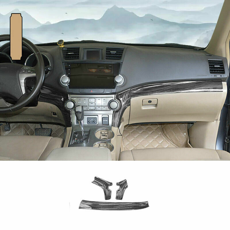 for Toyota Highlander 2008-2013 Black Wood Central Console Dashboard Strip Trim