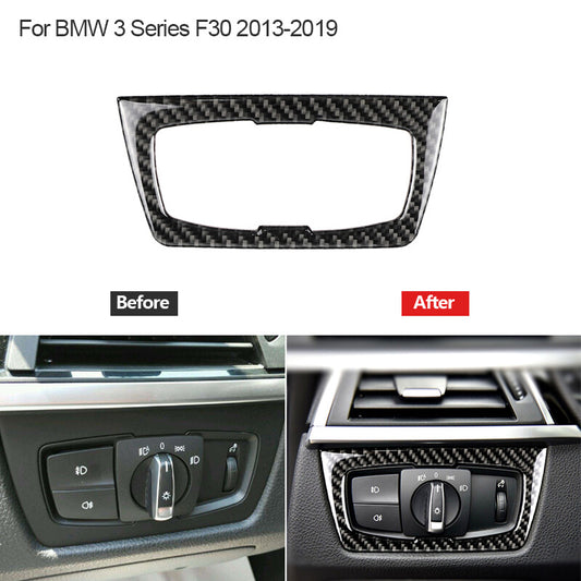 Carbon Fiber Headlight Switch Panel Trim Cover for BMW 3 Series F30 2013-2019