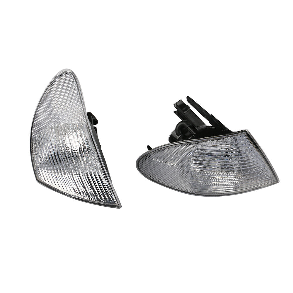 2Pcs Front Turn Signal Light White Lens Left+Right For 1998-2001 3 Series E46