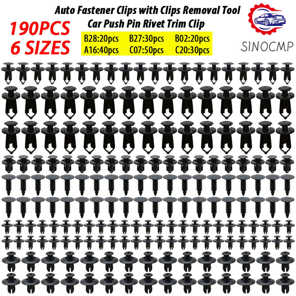 190X Car Clips for Hole Plastic Rivets Retainer Fender Push Pin Fastener Bumper