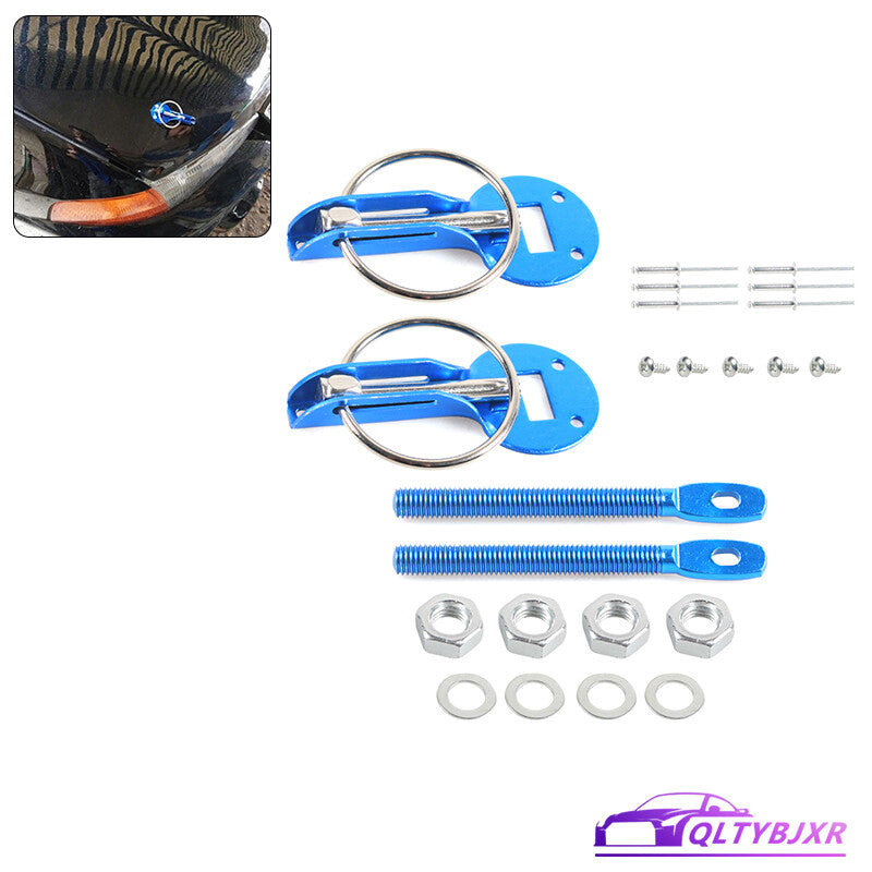 Blue Car Hood Pin Pins Lock Alloy Steel Mount Bonnet Latch Kit Racing Universal