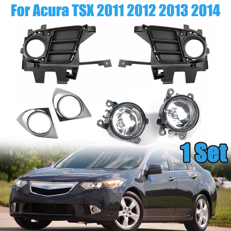 Front Bumper Fog Light DRL Assembly Driving Lights For 2011-2014 for Acura TSX 1 Set