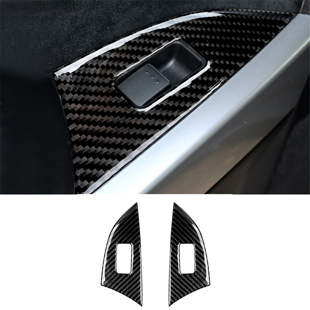 2x Carbon Fiber Rear Door Window Lift Panel Cover Trim for Mazda CX-9 2010-2015