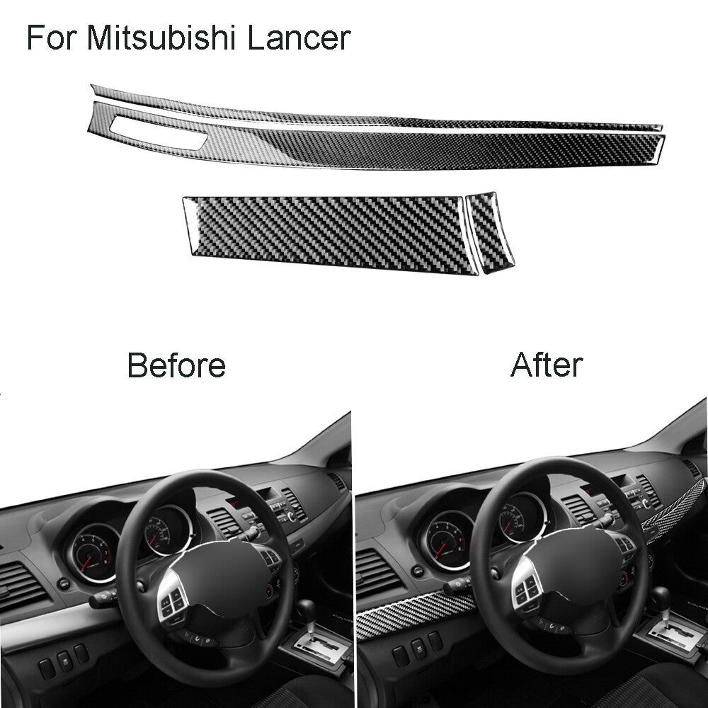 4x Carbon Fiber Inner Dashboard Panel Cover Trim for Mitsubishi Lancer 2008-2015