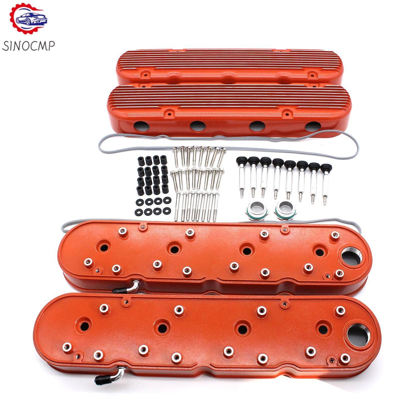 2pcs Orange Aluminum Valve Covers For 241-183 for Chevy LS1 LS2 LS3 LS6 LS7 Engine