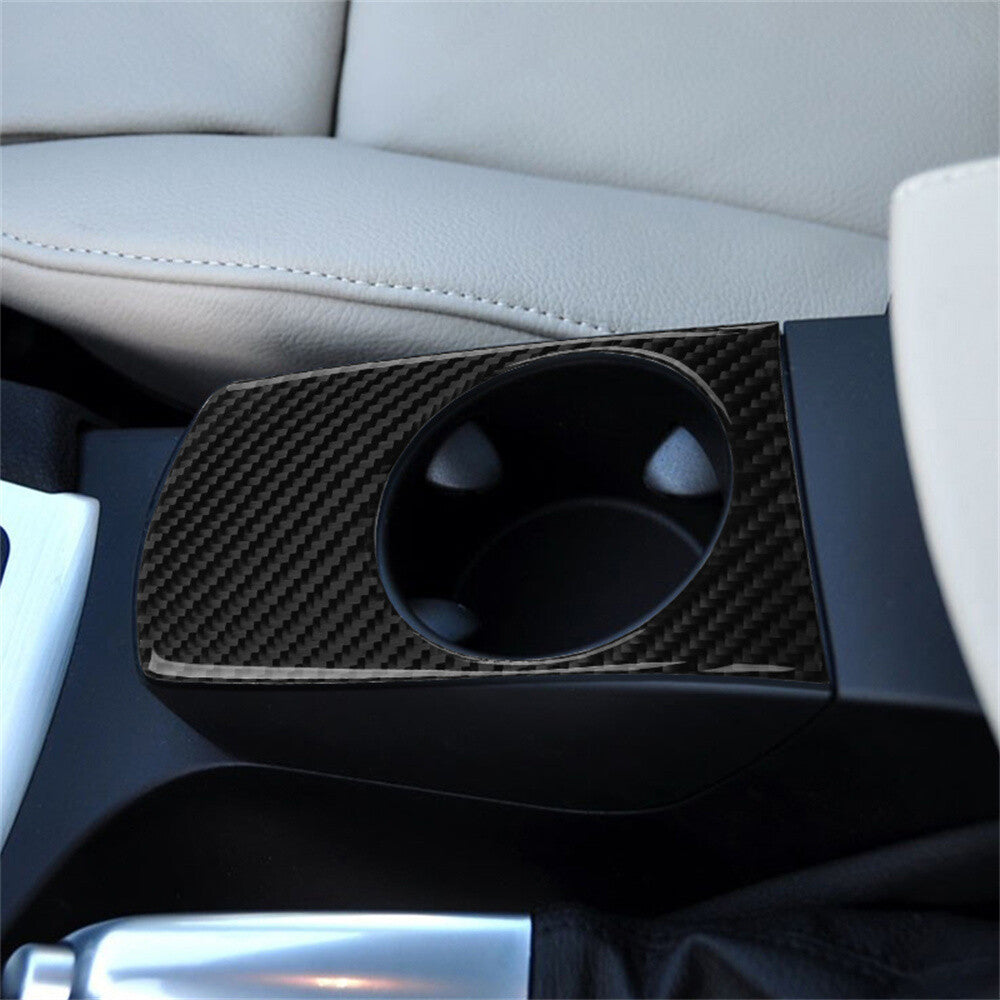 Carbon Fiber Center Console Water Cup Holder Panel Trim for BMW X3 E83 2004-2010