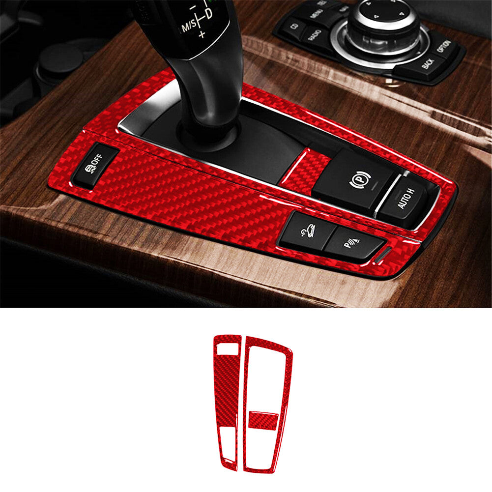 Red Carbon Fiber Gear Shift Trim for BMW X3 F25 X4 F26 2011-2017 Type B