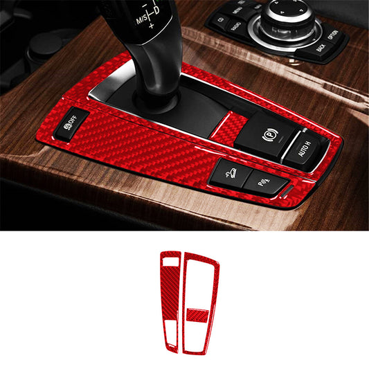 Red Carbon Fiber Gear Shift Trim for BMW X3 F25 X4 F26 2011-2017 Type B