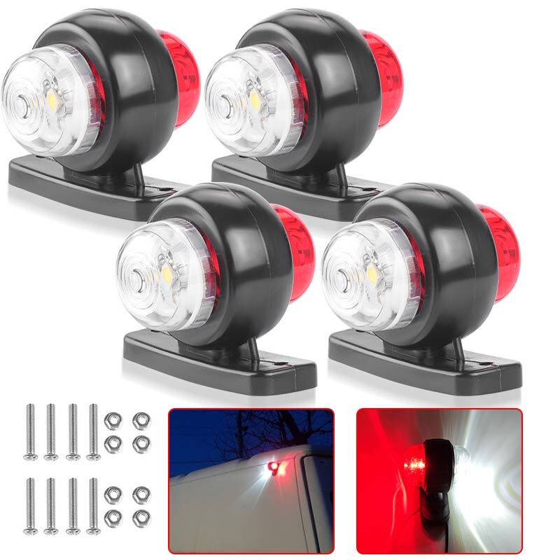 4x LED Side Marker Lights Car Truck Trailer Van Outline Lamp White Amber 12V-24V