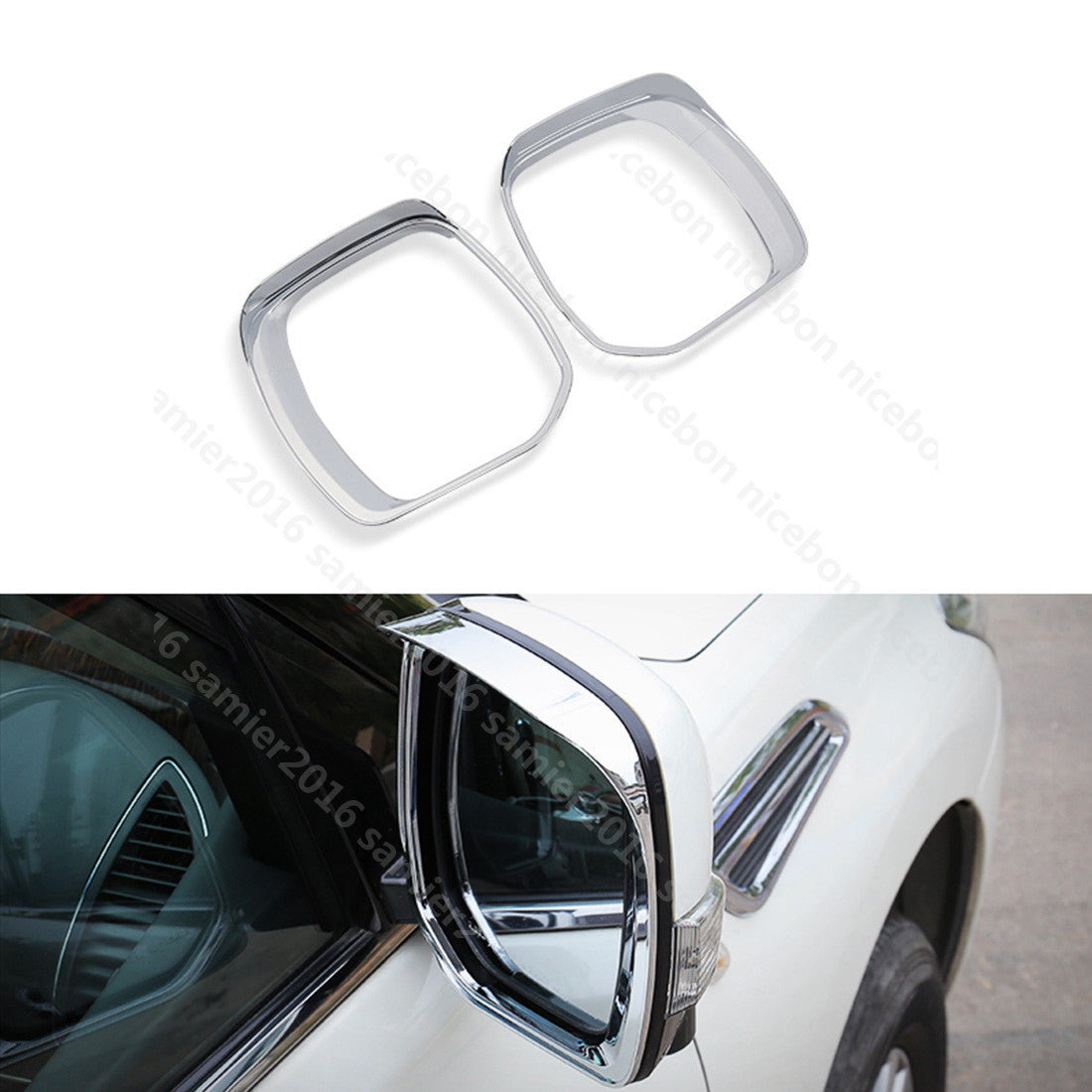 2P Side Door Mirror Frame Rain Visor Guard Fit for Nissan Patrol Y62 Armada QX80