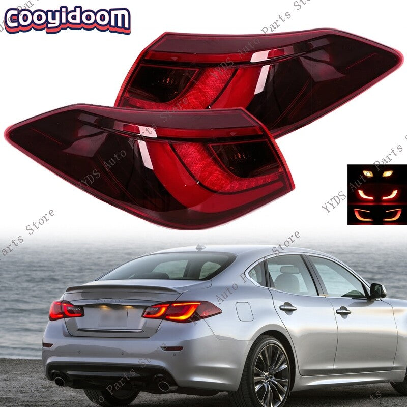A pair of LED taillights for Infiniti Q70/Q70L 2015-2019 turn signals.