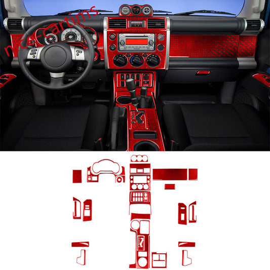38Pcs Red Carbon Fiber Interior Full Set Trim Kits For Toyot@ FJ Cruiser 2007-21