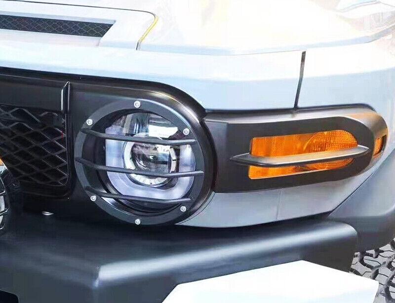 Black Iron Front Headlight Lamp Cover Trim 2pcs for Toyota FJ Cruiser 2007-2014