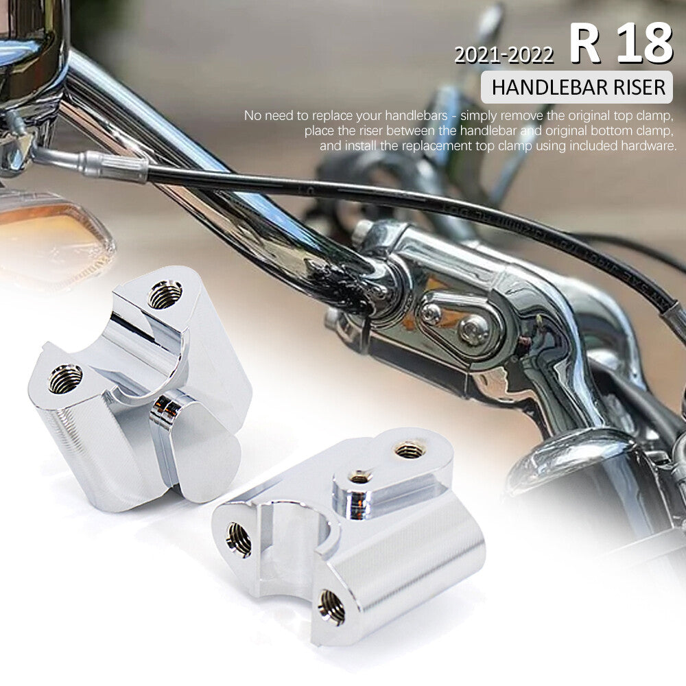 Chrome Handlebar Heightening Riser Bar Clamp Mount for BMW R18 Classic 2020-2021
