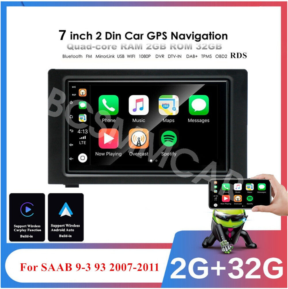 Fit for Saab 9-3 93 2007-2011 For Apple CarPlay Android 13 Car Stereo Radio GPS