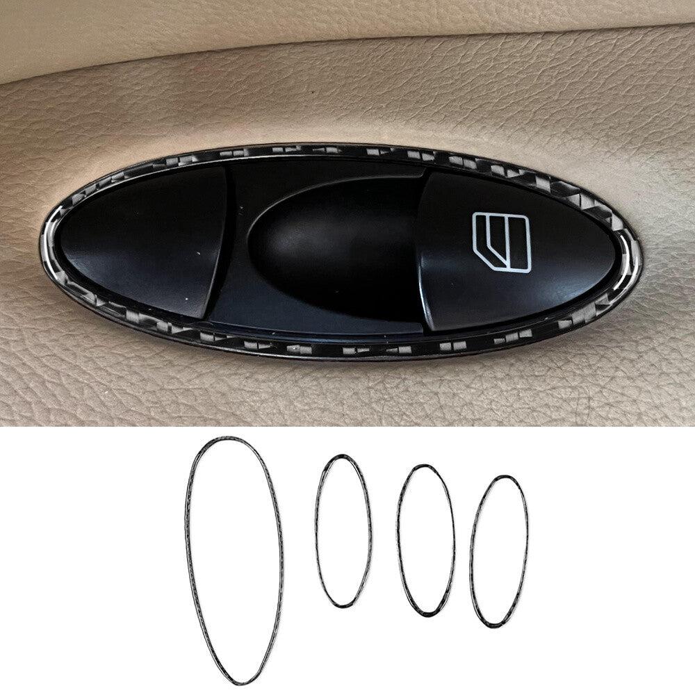 Carbon Fiber Window Lift Switch Button Ring Tirm for Benz CLS Class C219 2004-09