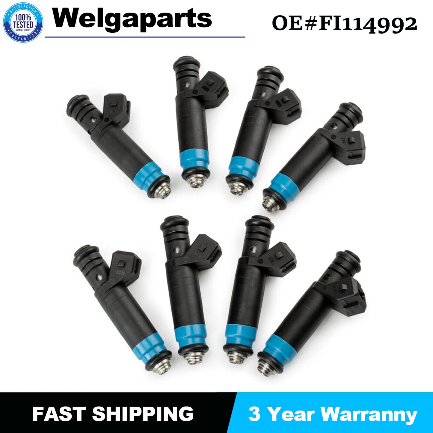 Set of 8 Fuel Injectors 850cc for Ford for Lotus for Dodge High Impedance EV1FI114992