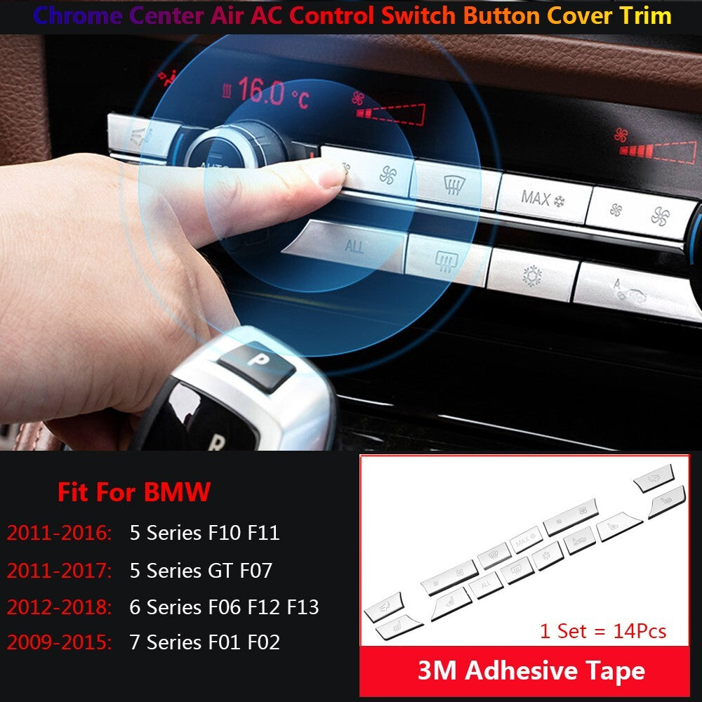 14x for BMW 5 6 7 F10 F07 F06 F01 Car Center Control Air AC Button Cover Sticker