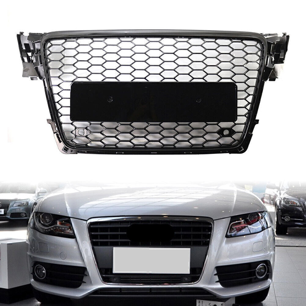 for Audi A4 B8 2009-2012 Black RS Honeycomb Mesh Front Hood Bumper Grill Grille