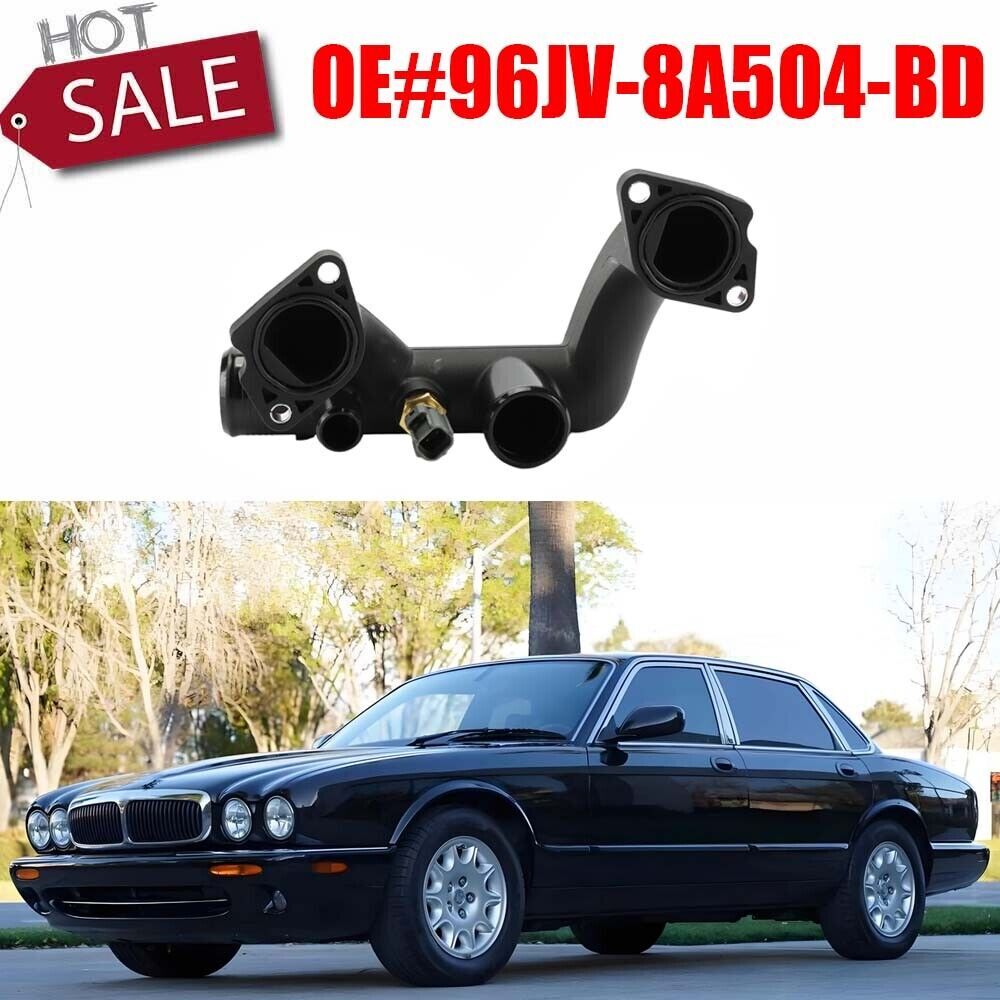 1x 96JV-8A504-BD Thermostat Cover Outlet Pipe w/Sensor for Jaguar XK8 XJR XJ8