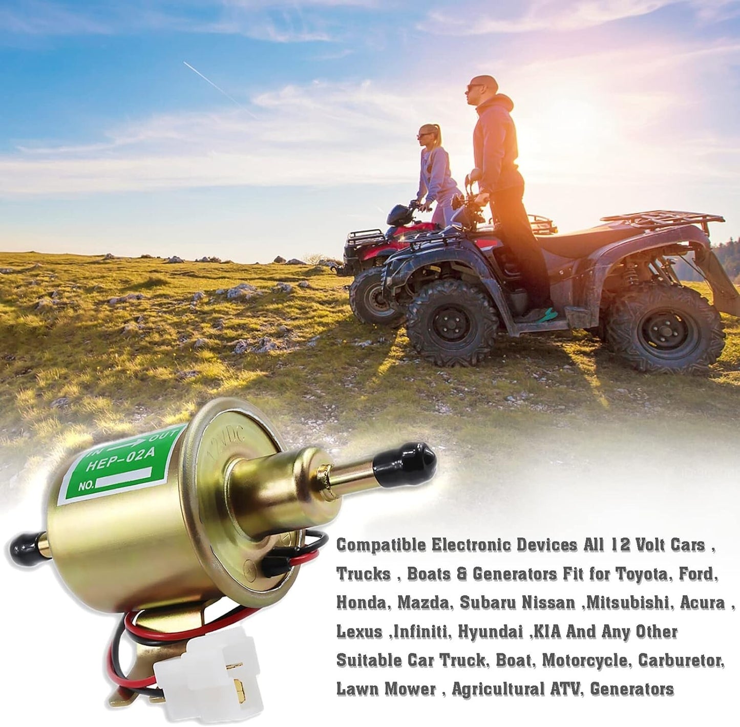 Fuel Pump for Motorcycle Carburetor Lawn Mower 2.5-4Psi HEP-02A
