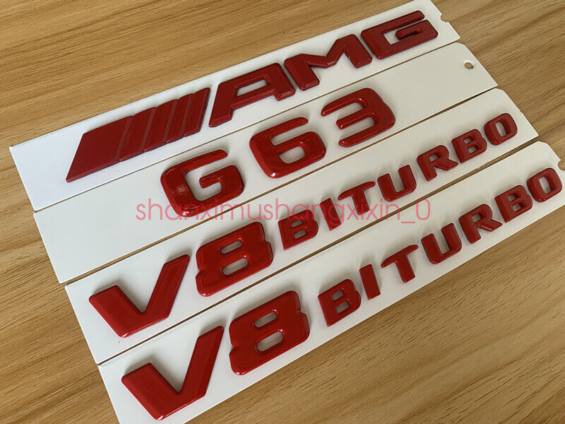Glossy Red G63 AMG V8 BITURBO Badge Sticker Set for G63 463