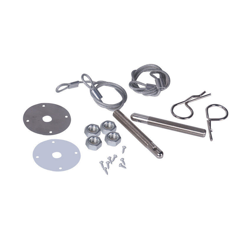 Chrome Car Racing Style Aluminum alloy Mount Hood Pin Plate Bonnet Lock Kit