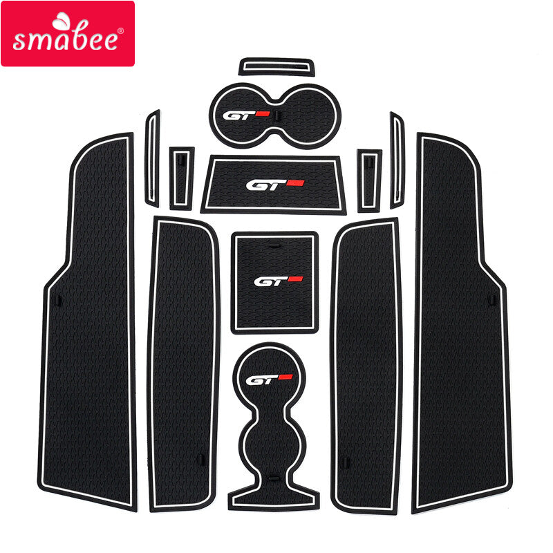 Anti-slip Gate slot mat for Peugeot 308 2014 ~ 2019 T9 Cup Holders Non-slip Mats