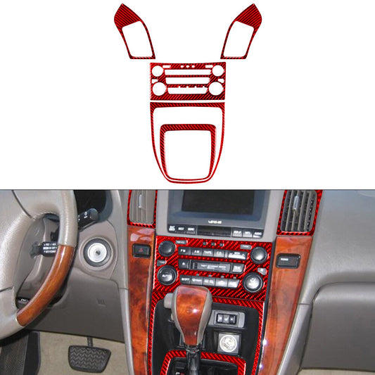 Red Carbon Fiber Interior Central Console Cover Trim for Lexus RX300 1998-2003