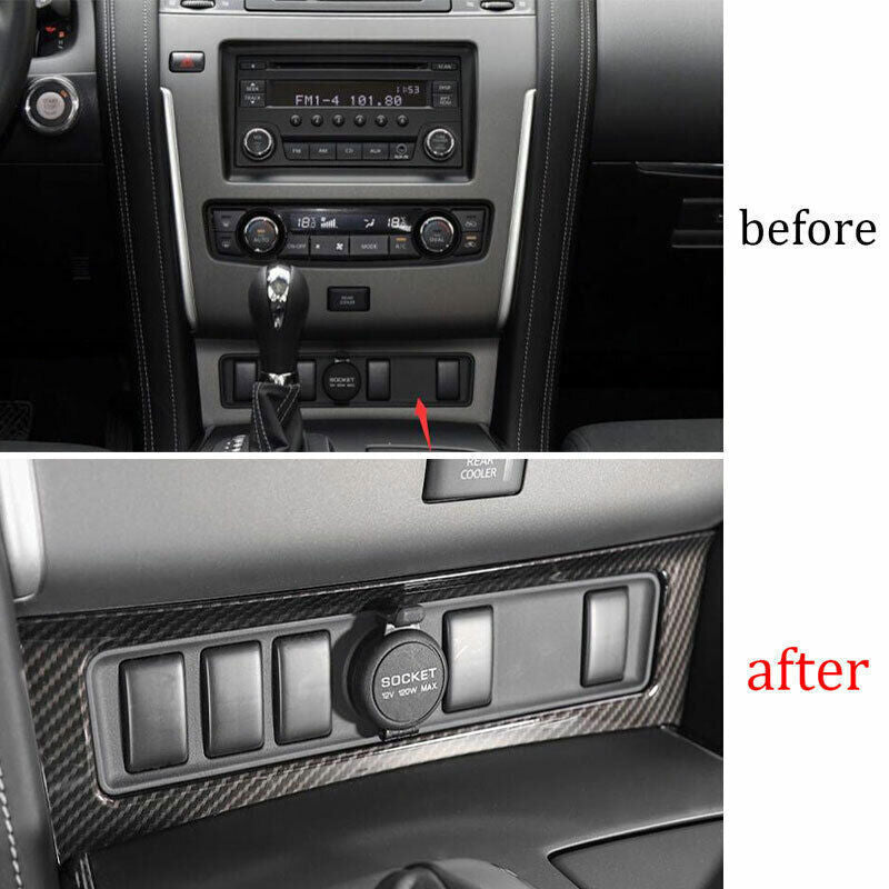 1P Carbon Fiber Console Cigarette Lighter Trim for Nissan Armada Patrol 2017-20
