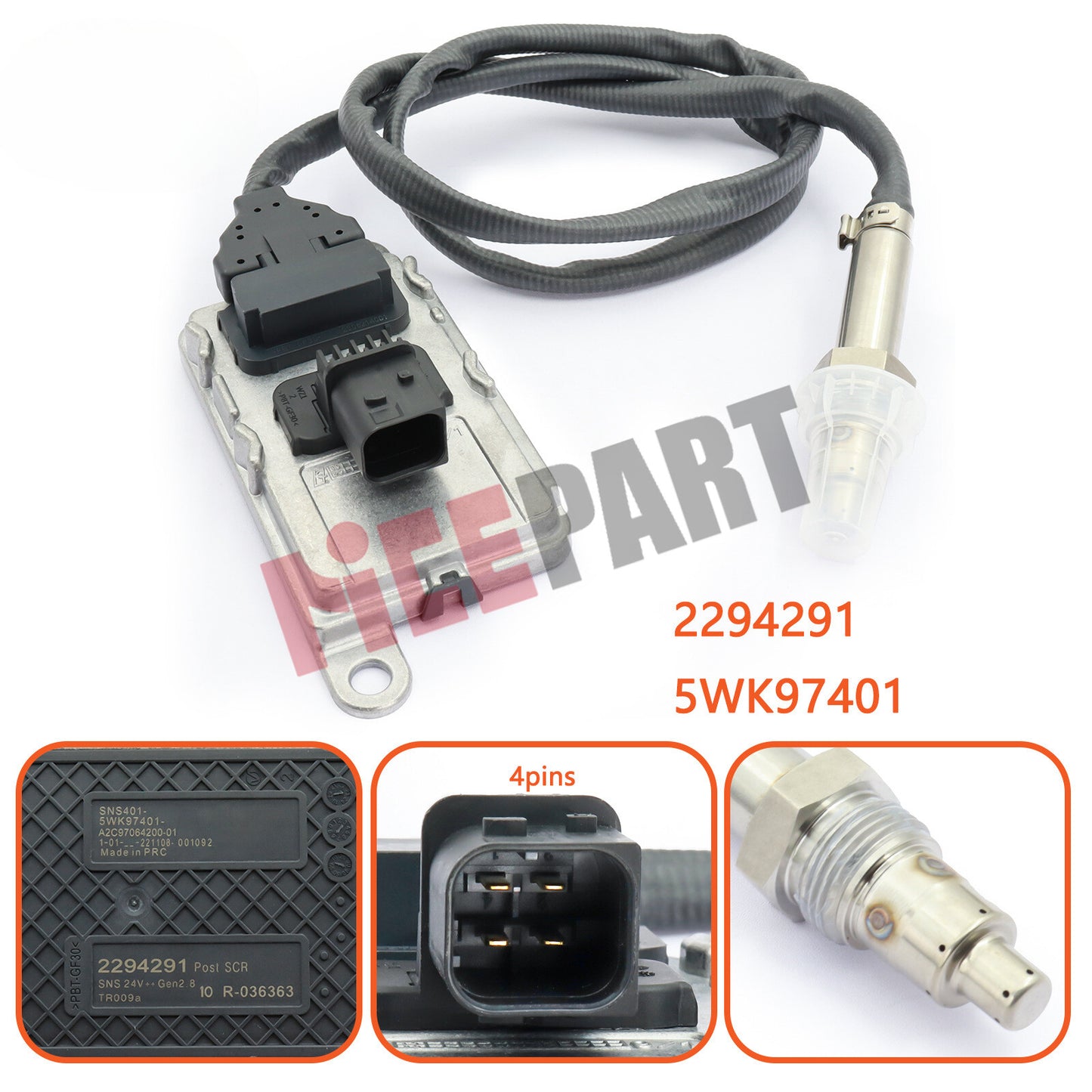 NOx sensor 2294291 2064769 5WK9 7401 compatible for Scania Truck R P Series EURO 6