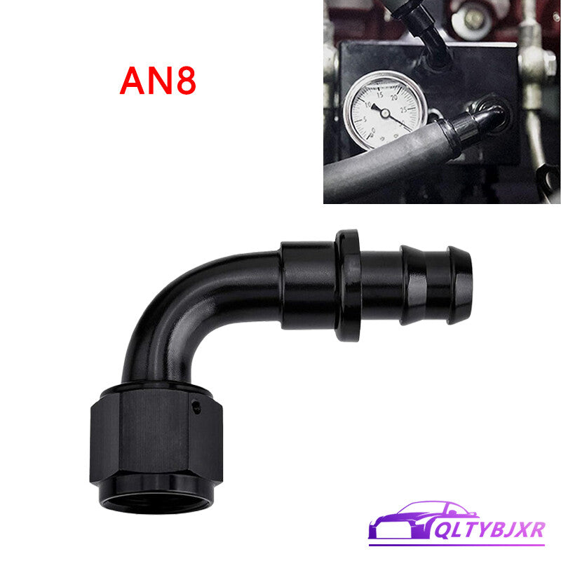 8AN AN8 90 Degree Push-On Hose End Fittings/Adapters Push Lock Barb Black
