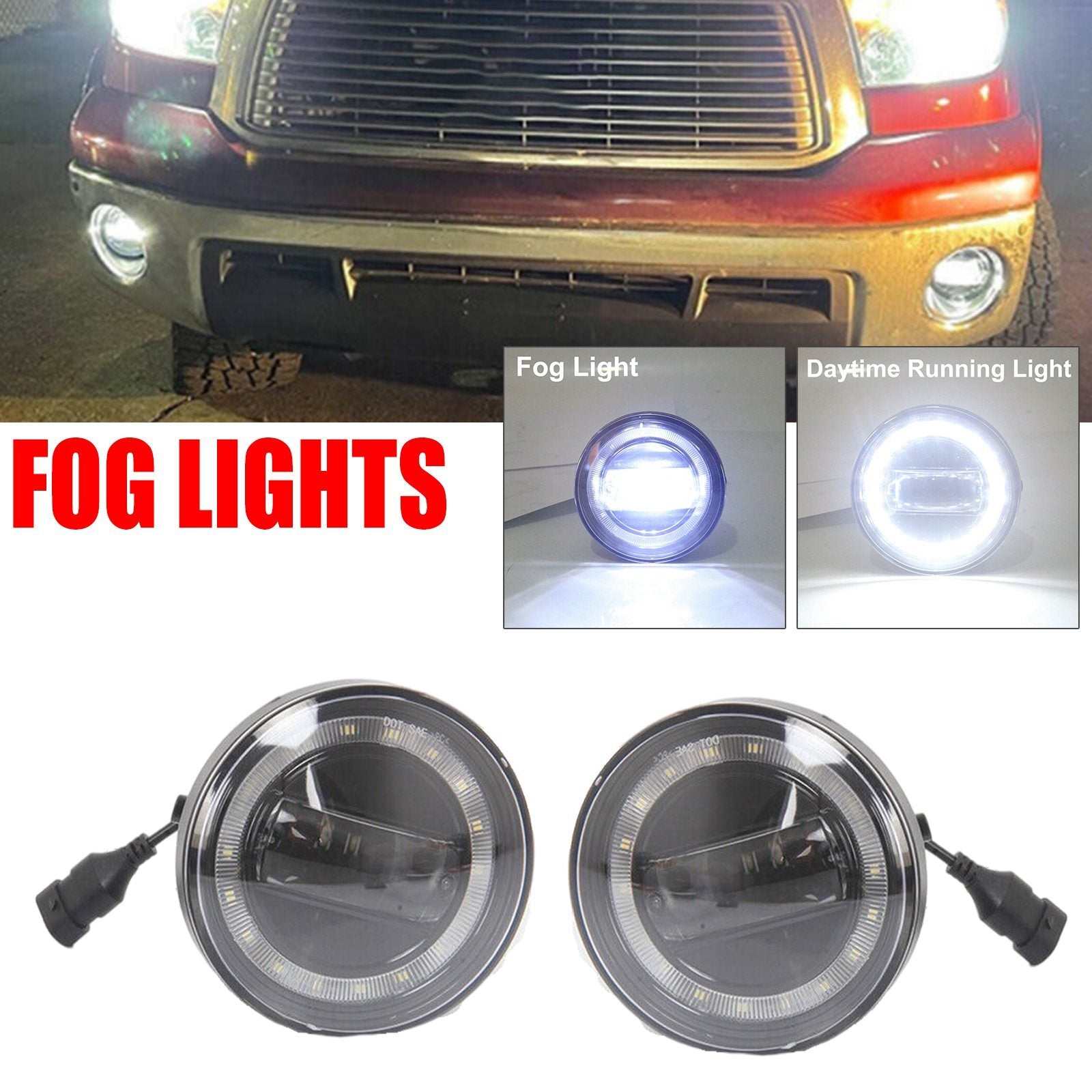 Pair For 05-11 Tacoma/ 07-13 Tundra/ 08-18 Sequoia LED Bumper Fog Light DRL AT