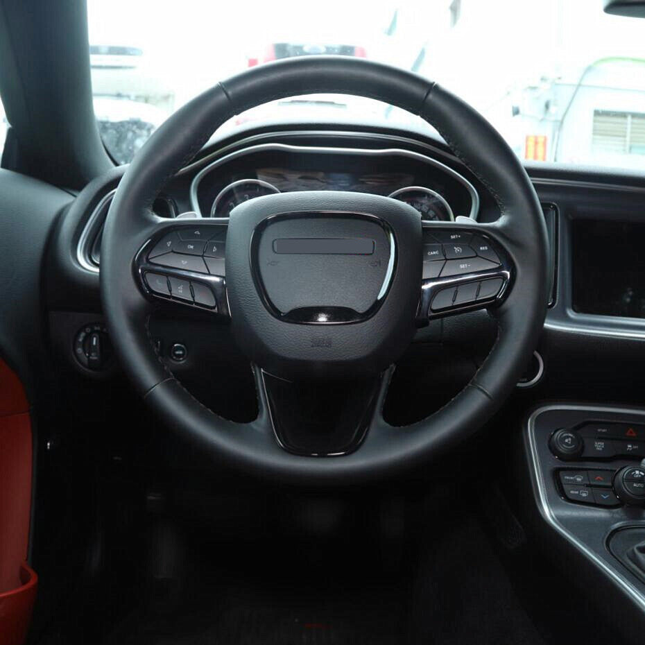 4P Car Steering Wheel Cover Trim for Dodge Charger 15-23 Accessories Gloss Black