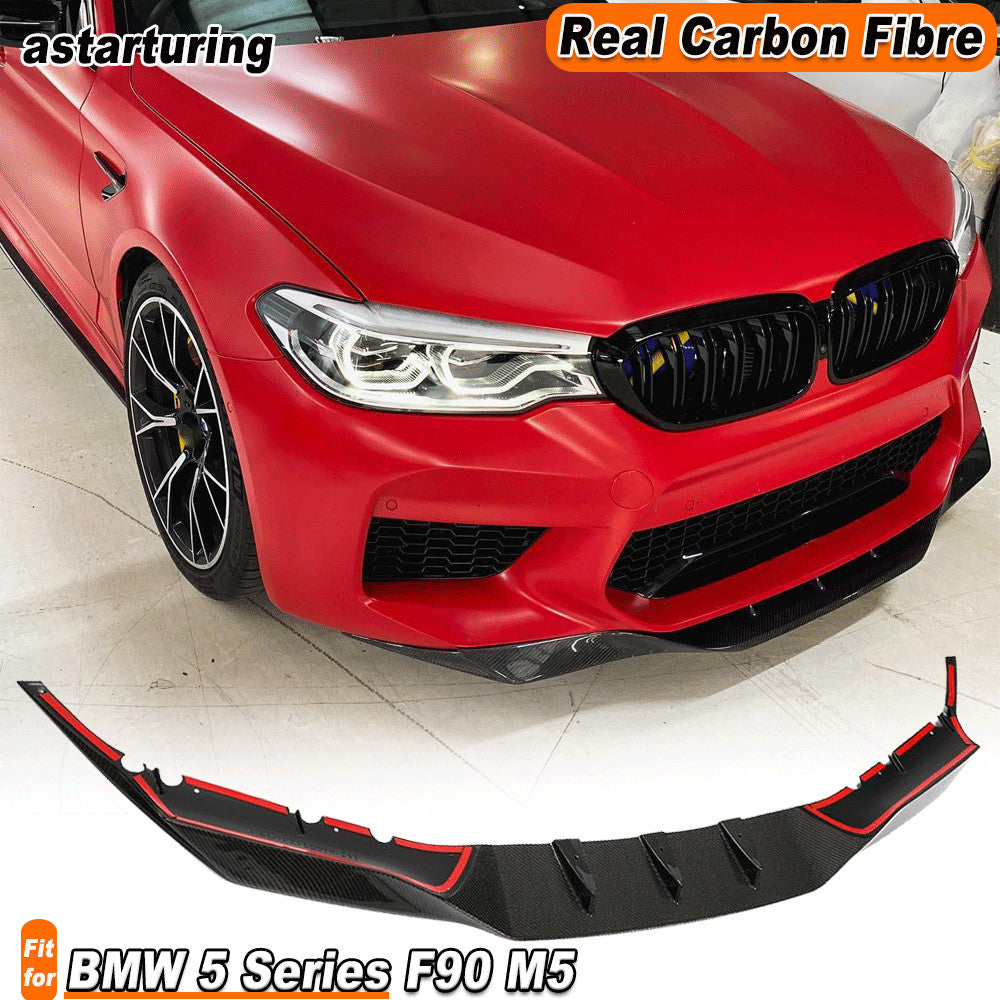 Fit for BMW 5 Series F90 M5 2018-2020 REAL Carbon Fiber Front Bumper Lip Spoiler