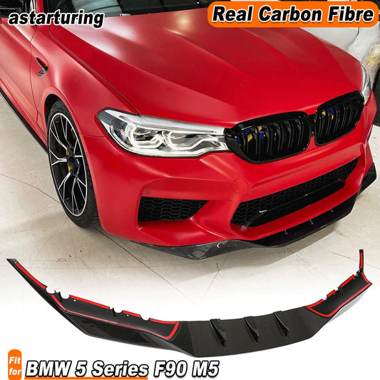 Fit for BMW 5 Series F90 M5 2018-2020 REAL Carbon Fiber Front Bumper Lip Spoiler